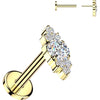 Titanium Labret Round and Trinity Cluster Cubic Zirconia Push-In