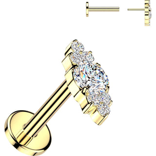 Titanium Labret Round and Trinity Cluster Cubic Zirconia Push-In
