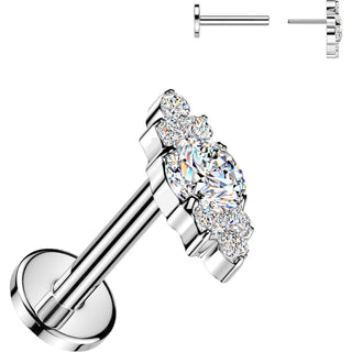 Titanium Labret Round and Trinity Cluster Cubic Zirconia Push-In