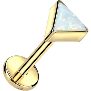 Titanium Labret top triangle bezel setting Push-In