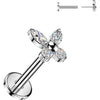 Titanium Labret Cubic Zirconia Butterfly Push-In