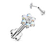 Titanium Labret Flower Zirconia Flower Base Push-In