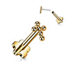 Titanium Labret Cross Ball Flower Base Push-In