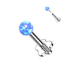 Titanium Labret Ball Opal Flower Base Silver Push-In
