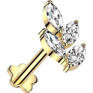Titanium Labret leaf zirconia flower base Push-In