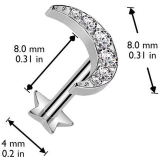 Titanium Labret Moon Zirconia star base Push-In