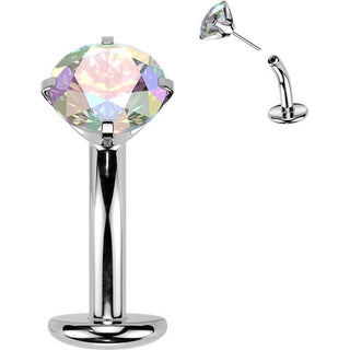 Titanium Belly Button Piercing prong set zirconia Push-In