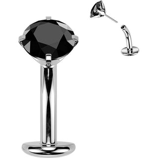 Titanium Belly Button Piercing top prong set zirconia Push-In