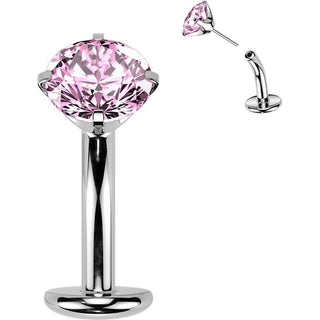 Titanium Belly Button Piercing top prong set zirconia Push-In