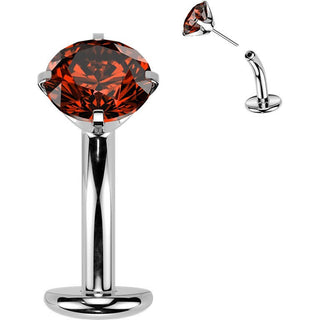 Titanium Belly Button Piercing top prong set zirconia Push-In