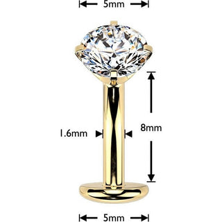 Titanium Belly Button Piercing top prong set zirconia Push-In