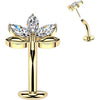 Titanium Belly Button Piercing leaf zirconia marquise cut Push-In