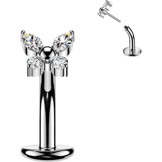 Titanium Belly Button Piercing zirconia butterfly Push-In