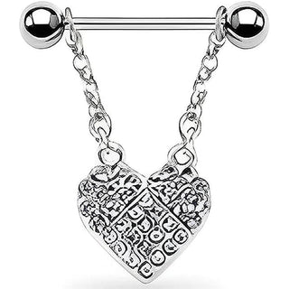 Nipple Piercing Heart dangle Zirconia Silver