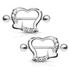 Nipple Piercing Double Heart Zirconia