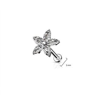 Labret Flower Zirconia Internally Threaded
