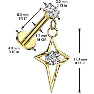 Labret hollow star zirconia Internally Threaded