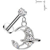 Labret saturn moon zirconia dangle Internally Threaded