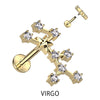 Signos del Zodiaco Circonita Oro Rosca interna Labret