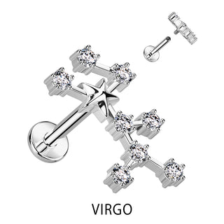 Signo del zodiaco Circonita Plata Rosca interna Labret