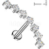 Labret 7 curved cubic zirconia prong setting Internally Threaded