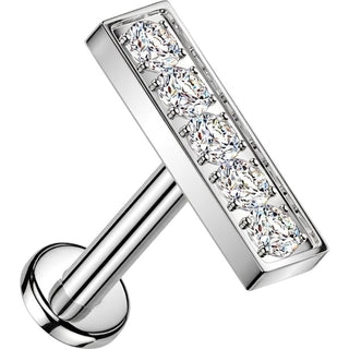 Labret 5 cubic zirconia bar prong setting Internally Threaded