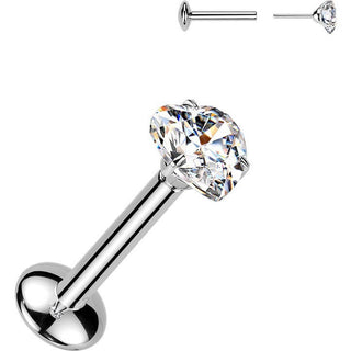 Titanium Labret heart moissanite Push-In