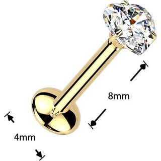 Titanium Labret heart moissanite Push-In