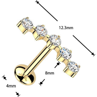 Titanium Labret curved moissanite Push-In