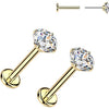 Titanium Labret zirconia prong setting Push-In