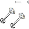 Titanium Labret zirconia prong setting Push-In