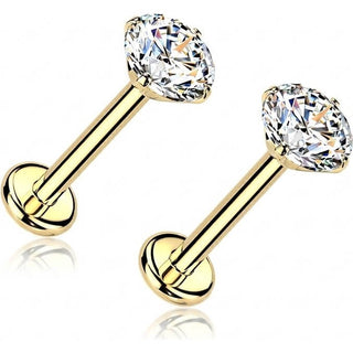Titanium Labret zirconia prong setting Push-In