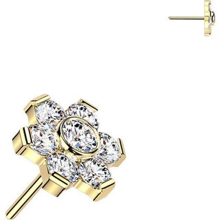 Titanium top flower prong set moissanite Push-In