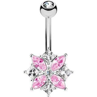 Piercing ombligo Circonita Flor Plata