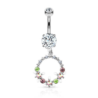 Piercing ombligo Corona de flores Circonita colgante