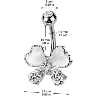 Piercing ombligo mariposa circonita piedra ojo de gato