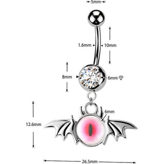 Belly Button Piercing Bat Wings Eyeball Dangle
