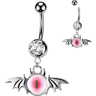 Belly Button Piercing Bat Wings Eyeball Dangle