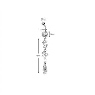 Belly Button Piercing Drop dangle Zirconia Silver