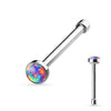 Nose Stud Opal Round Flat