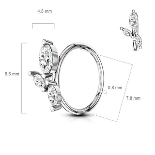 Anillo 3 Circonitas cuadradas corte Marquesa Plata Flexible