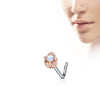 Nose L-Shape Drop Opal Silver