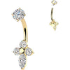 Belly Button Piercing prong set cross cubic zirconia Internally Threaded