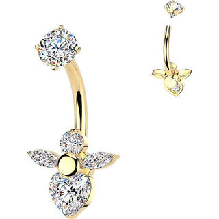 Belly Button Piercing prong set angel cubic zirconia Internally Threaded