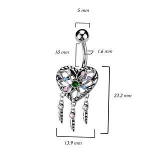 Piercing ombligo Corazón Circonita Plata