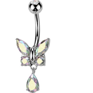 Belly Button Piercing butterfly zirconia dangle