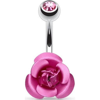 Piercing ombligo Rosa metal Circonita