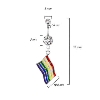 Piercing ombligo Colgante Bandera Arco Iris Circonita