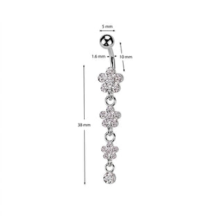 Belly Button Piercing Flower dangle Zirconia