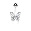 Piercing ombligo Mariposa Circonita Plata